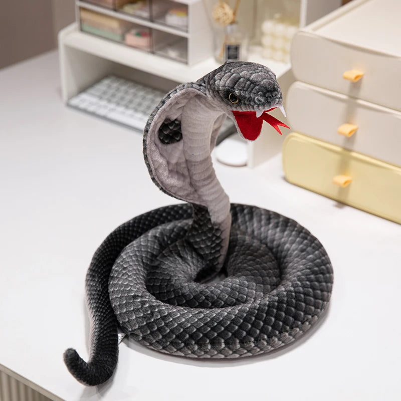 New Simulated Cobra Plush Toy Long Stuffed Snake Plushie Pillow Sofa Chair Decorate Props Girls Boys Present