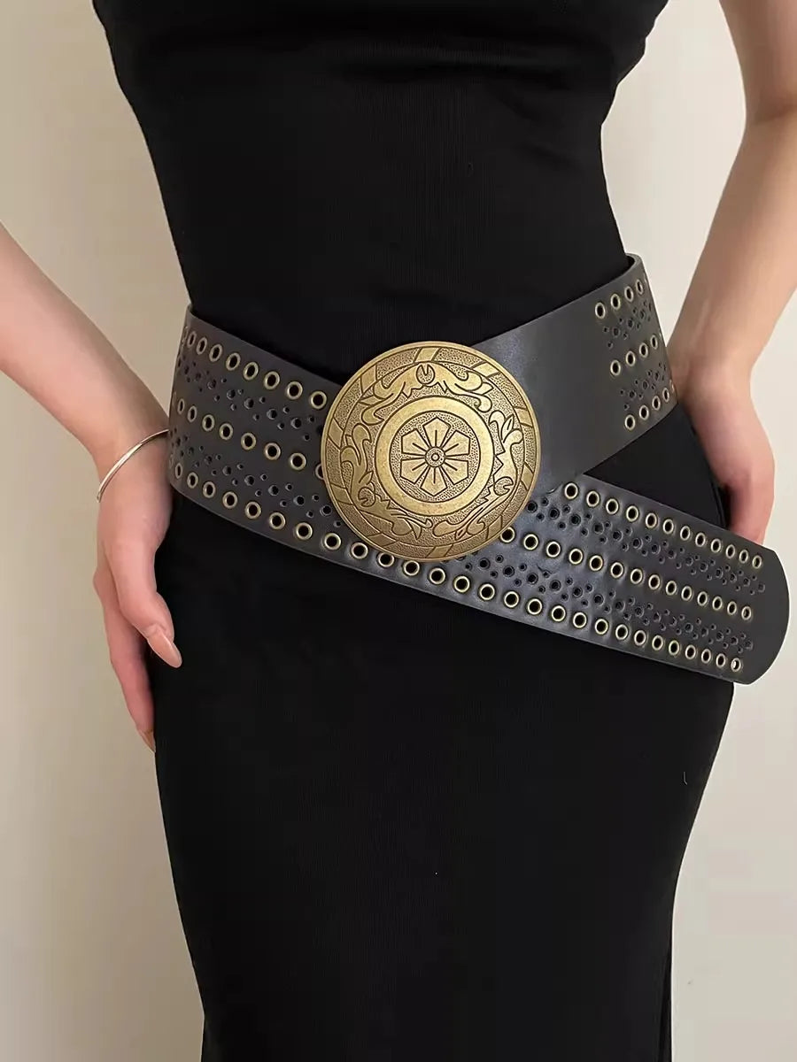 Fashionable Rivet Hollow Out Belt For Women Versatile New Style With A Unique Design Slimming Belt For A Minority Of People