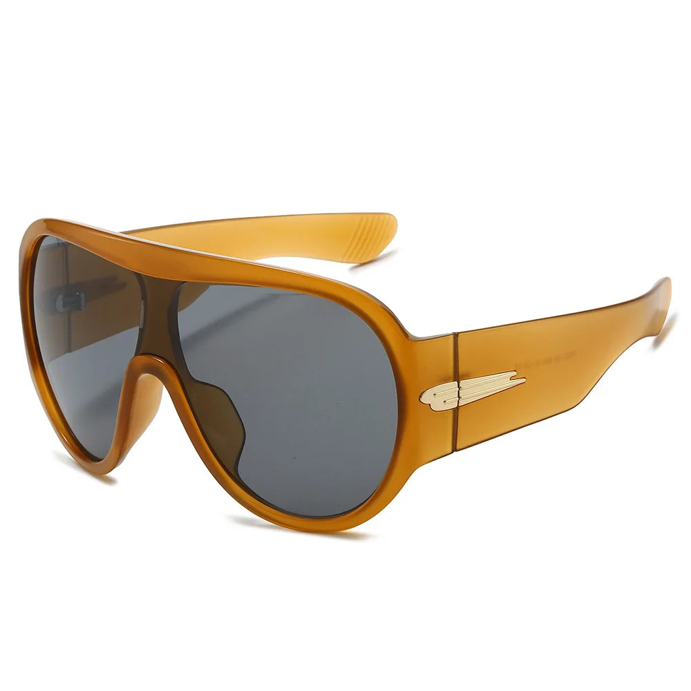 JNPCXI Oversized One-Piece Shield Sunglasses Women Luxury Brand Flat Top Windproof Sun Glasses Ladies Y2K Punk Goggle Shades
