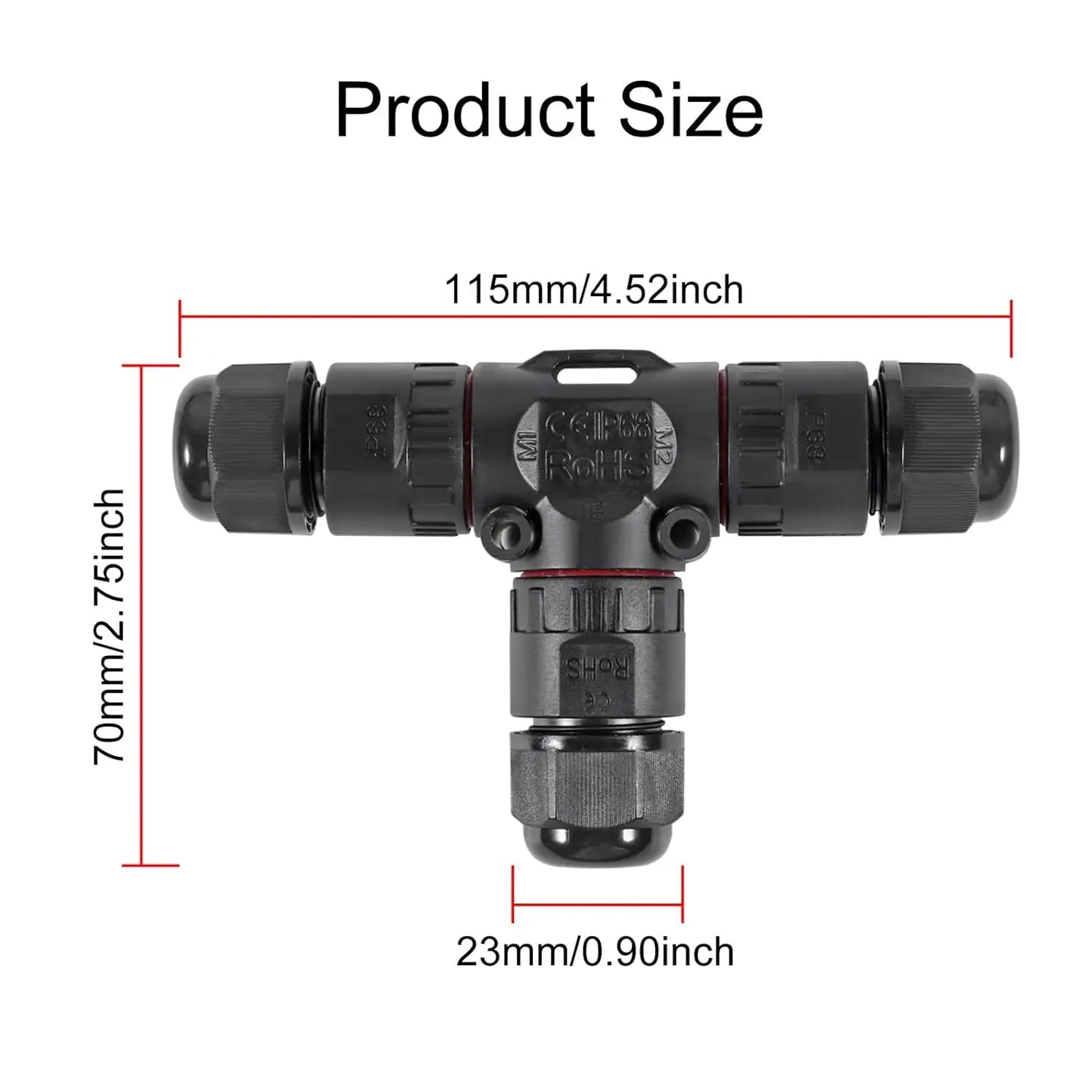 4pcs Upgraded Junction Box Outdoor Waterproof IP68, Outdoor 2 Way T Shape Junction Box Electrical Cable Connector for AWG 28-12