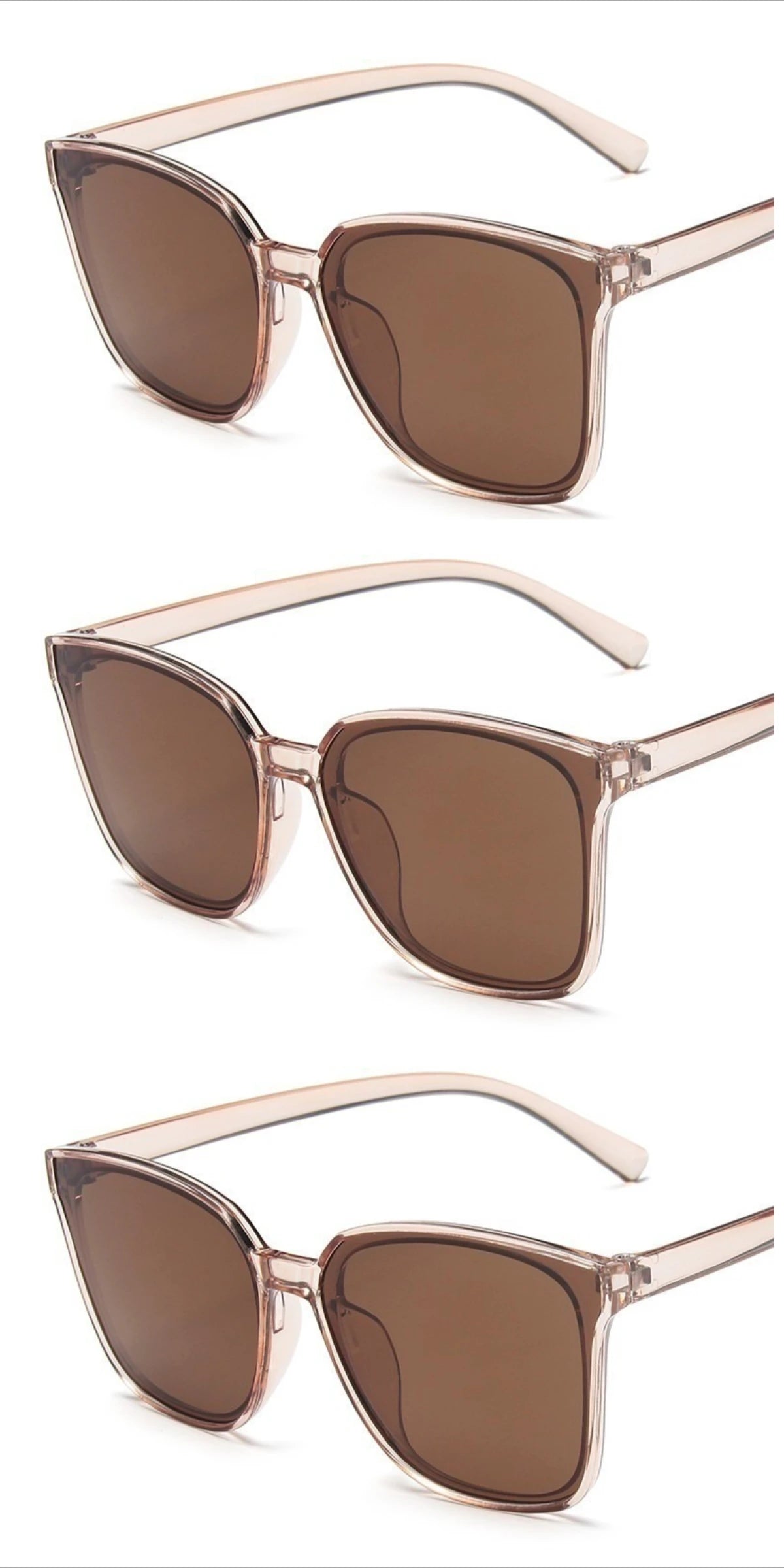 3PCS  Unisex Vintage Women Sunlasses Trendy Square  Men Fashion Eyewear