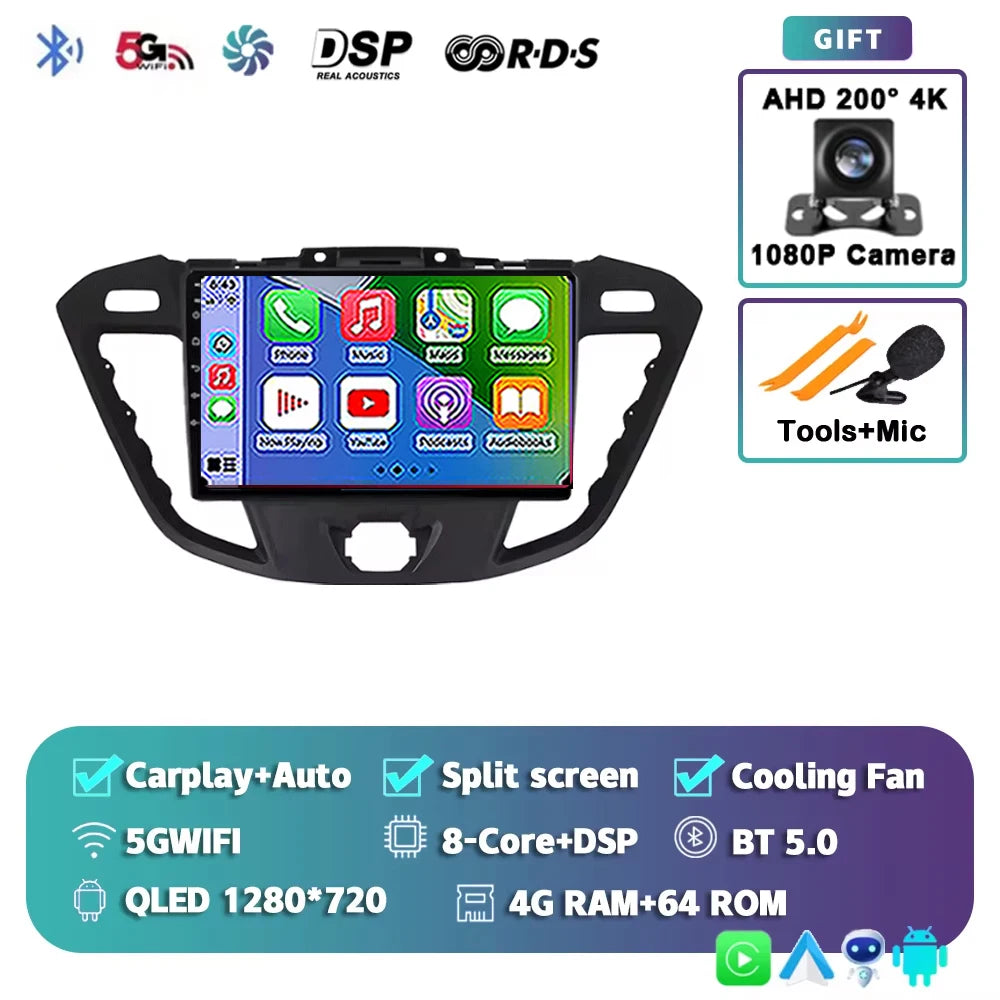 Android15 Carplay Auto WIFI+4G Car Radio For Ford Transit Custom 2013-2018 Multimedia GPS Video Player Stereo 2din Head Unit DSP