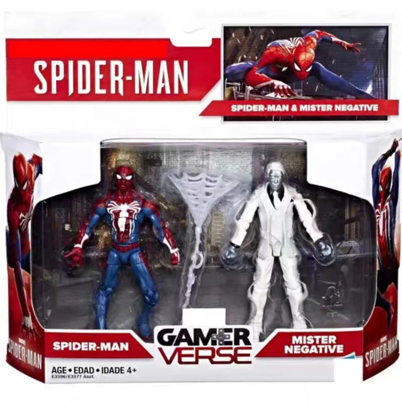 Original Hasbro Marvel GAMER VERSE SPIDER MAN & MISTER NEGATIVE Anime Figures Toy Model Collection