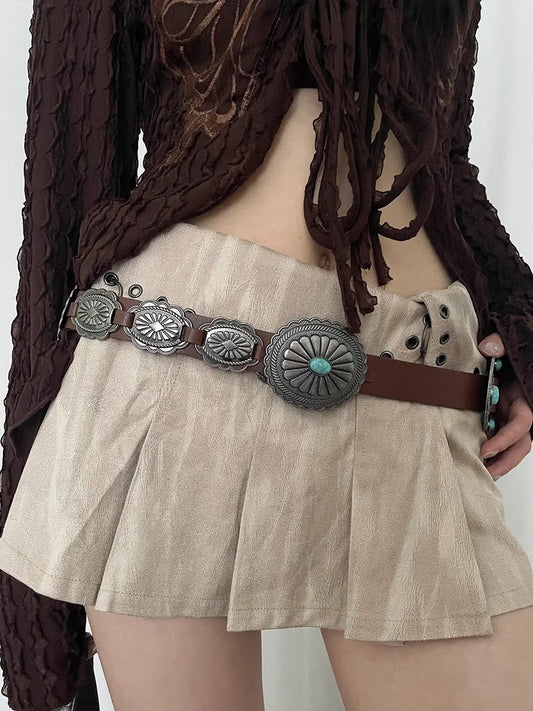 National Style Gem Inlaid Belt Female Adornment With Dress Children 2024 New Fashion Design Sense Chatelaine Trend