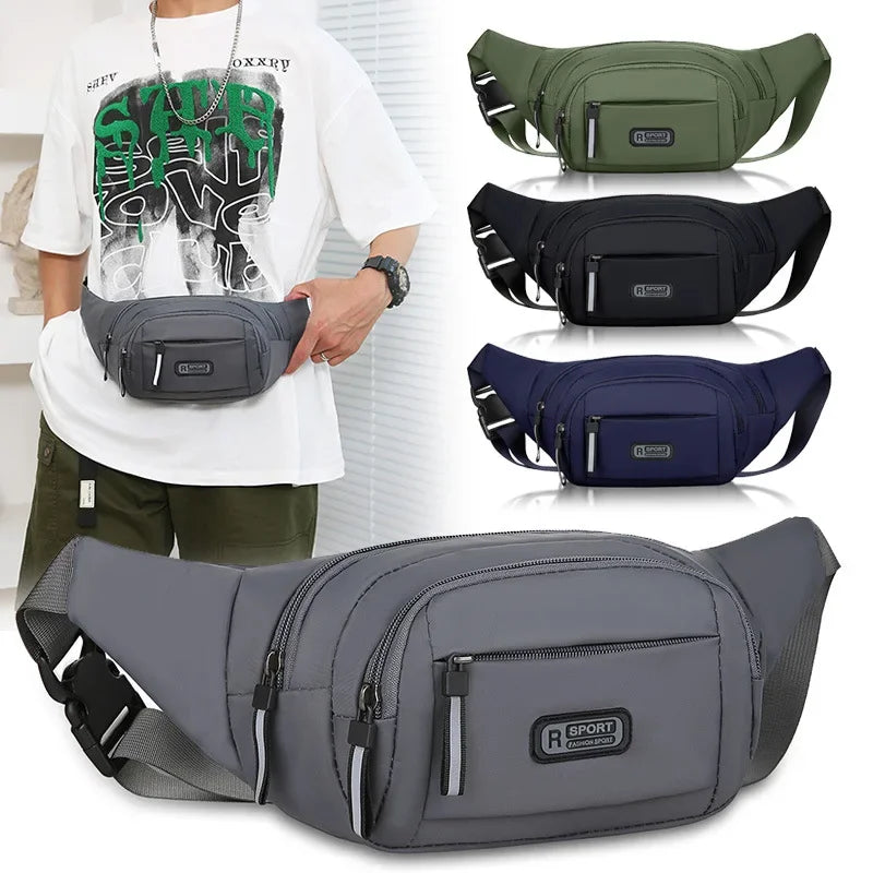 Color Men's Canvas Waist Pack Anti-Theft Running Fanny Bag Slim Outdoor Sport