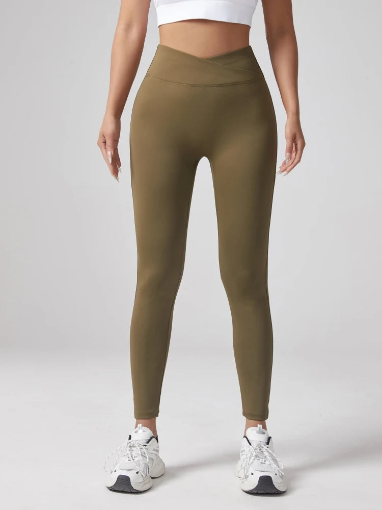 Gym Fitness Workout Nude Soft V Shape Waist Yoga Pants Spandex Push up Booty Scrunch Butt Lift Leggings for Women