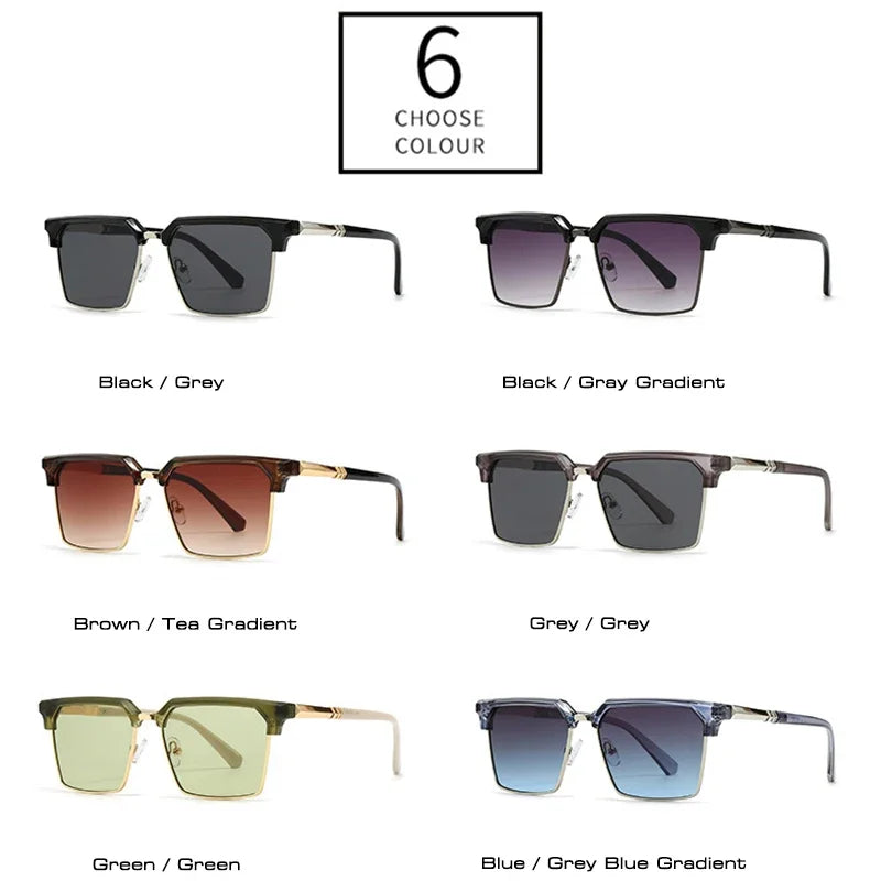 JNPCXI Square Women Fashion Sunglasses Gradient Men Vintage Blue Sun Glasses Shades UV400