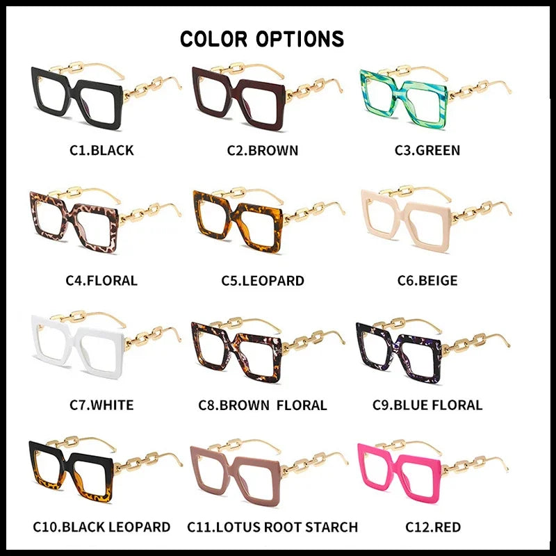 JNPCXI New Striped Chain Square Anti Blue Glasses Frames Retro Men Women Optical Fashion Computer Glasses 2022 New Arrival