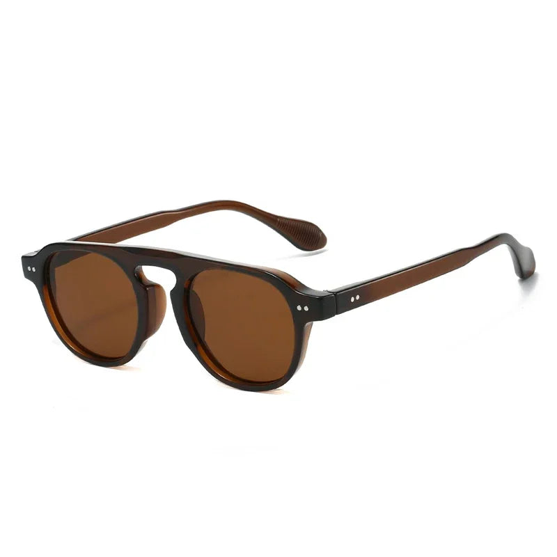 JNPCXI New Retro Rivets Round Punk Sunglasses Women Shades UV400 Fashion Men Clear Lens Frame