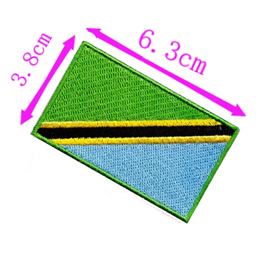 6.3cm Wide 1pc Tanzania Country Flag Embroidery Patch Iron On Sew On Backing/Hand Craft