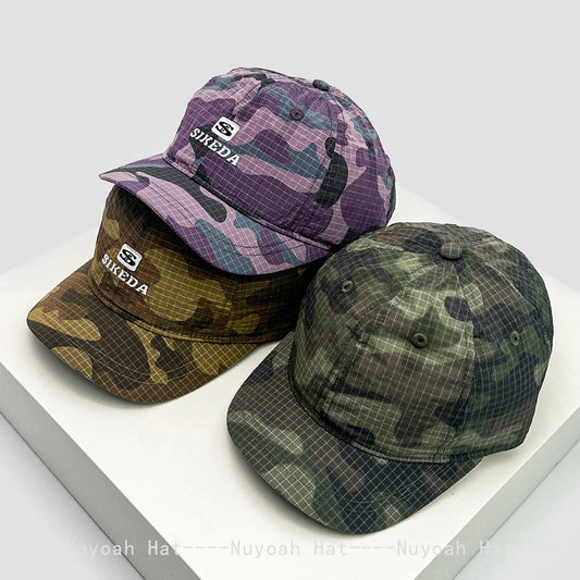New Unisex Short Eave CAMO Letter Embroidery Baseball Hats Sunshade Quick Drying Breathable Personal Peaked Caps Versatile Solid