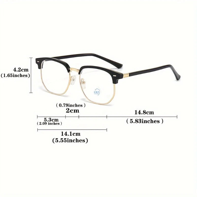1 Piece of Men's Casual Style Half Framed Glasses PC Lenses Decorative Glasses Black Ideal Gift Choice
