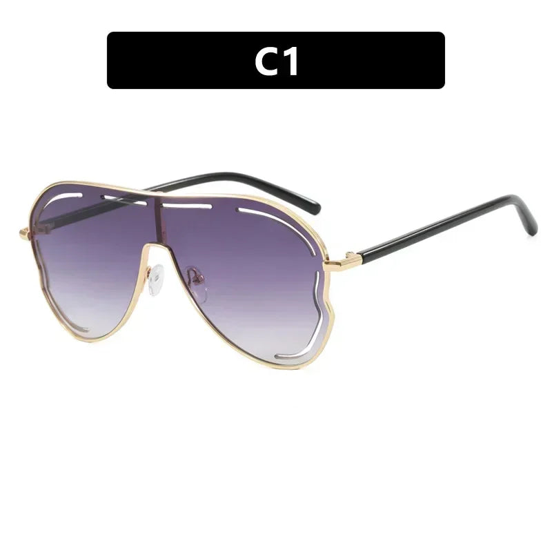 JNPCXI Oversized Retro Pilot Women Sunglasses Fashion Metal Quality Decoration Men Punk Shades UV400 Sun Glasses