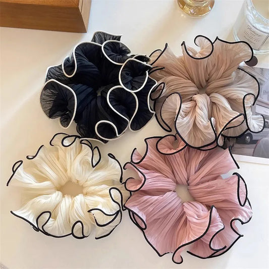 Mesh Pleated Hair Rope for Woman Simple Hair Ring Meatball Head Hair Tie Fashion Girl Does Not Damage The Hair Scrunchie