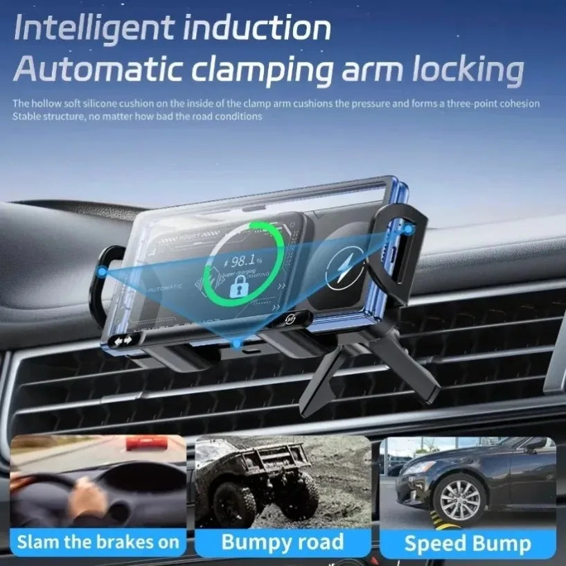 Fast Dual Coil Car Wireless Charger Station Magnet Foldable Cellphone Mount For Samsung Fold 5 4 3 W24 23  S24 S23 S22 Ultra