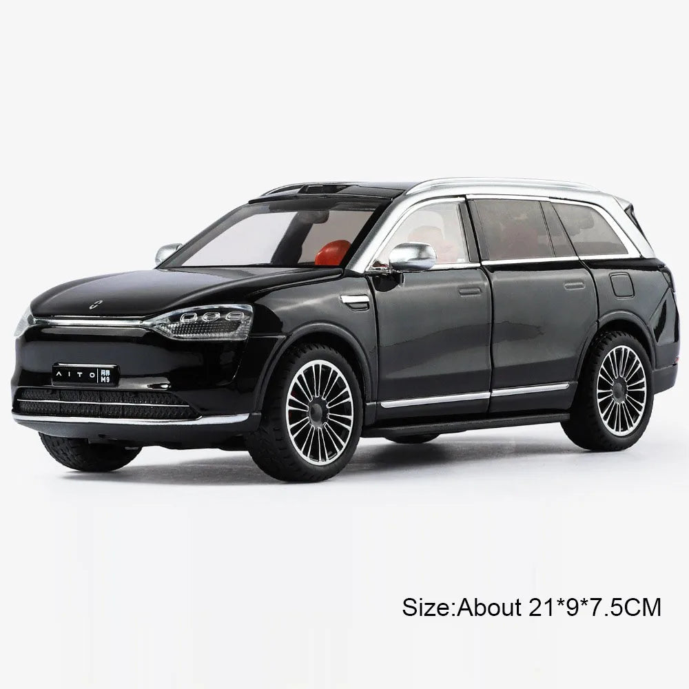 1:24 Sailux AITO M9 Diecast Models Toys Alloy Car Ornament Sound Light Pull Back Doors Opened Miniature Vehices Children's Gifts