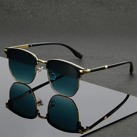 Business Style Metal Square Glasses Men Women Fashion Black Lens Daily Decorative Eyewear