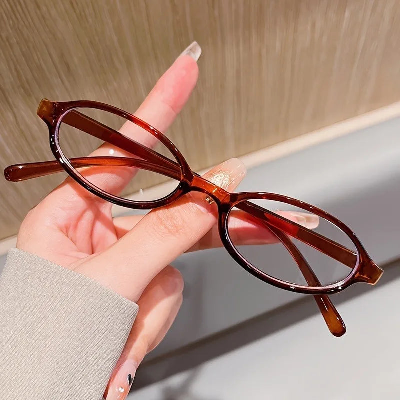 1 Pair Y2K Style Cute Oval Full Rim Plastic Frame Non-Prescription Blue Light Blocking Glasses for Women