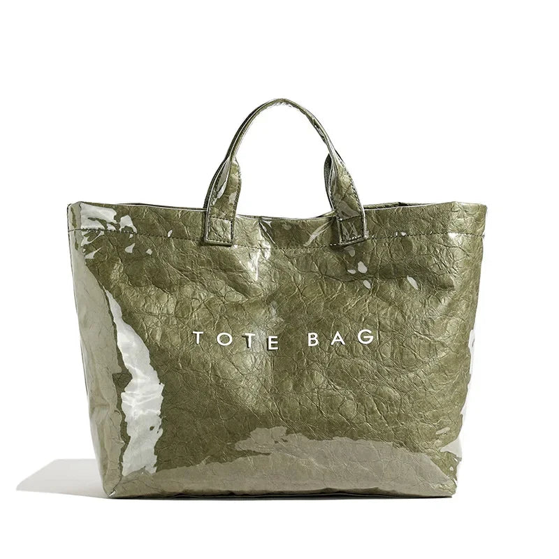 INS Popular Letter Prints Women's Tote Bags Large Capacity Transparent Jelly Bag PVC Waterproof Shopping Bag Designer Handbags