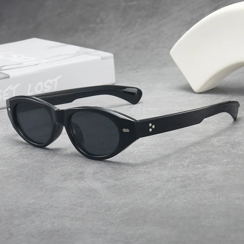 JNPCXI Vintage Cat Eye Sunglasses Women Fashion Leopard Blue Gradient Shades UV400 Men Trending Rivets Punk Sun Glasses