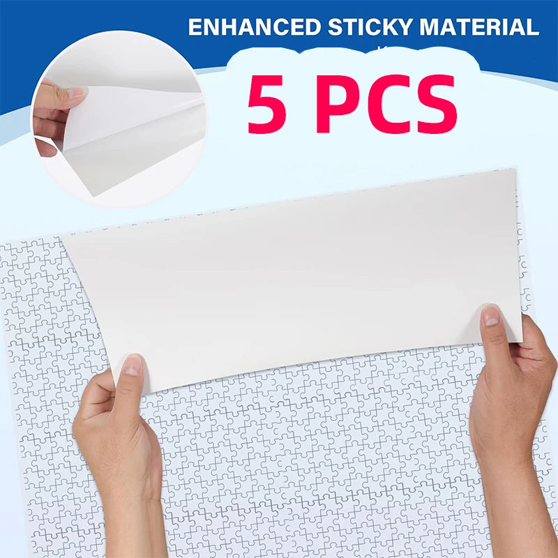5pcs Puzzle Saver Sheets – 10 Extra Strong 11.5 x 8.3in Peel & Stick Puzzle Glue Sheets Preserve thousand Jigsaw Puzzles