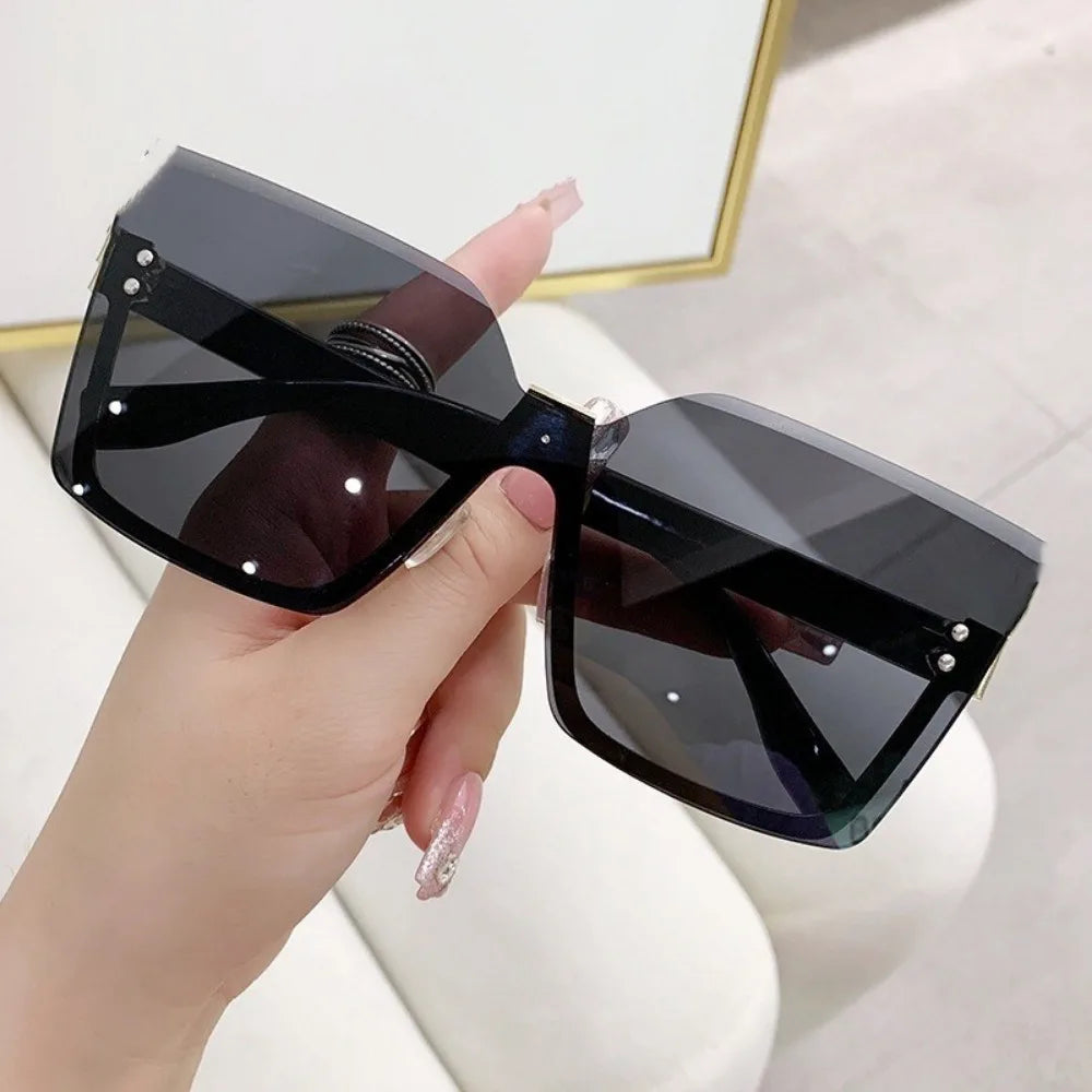 Half-frame Metal Sunglasses Fashion Slim Women's Sunglasses Anti-uv Glasses