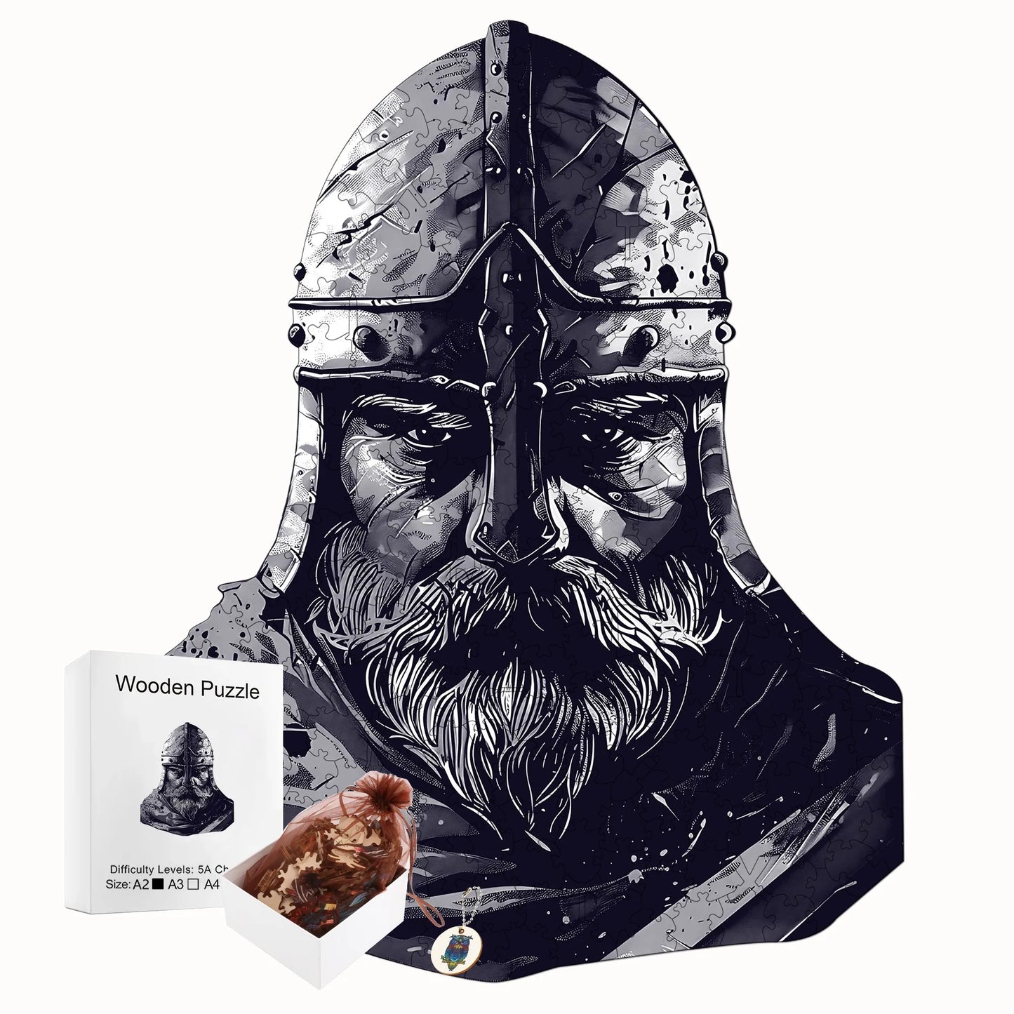 Brave Warrior Wooden Puzzle Retro Style Wooden Decor Christmas and Halloween Gift Toy for Teen and Kid