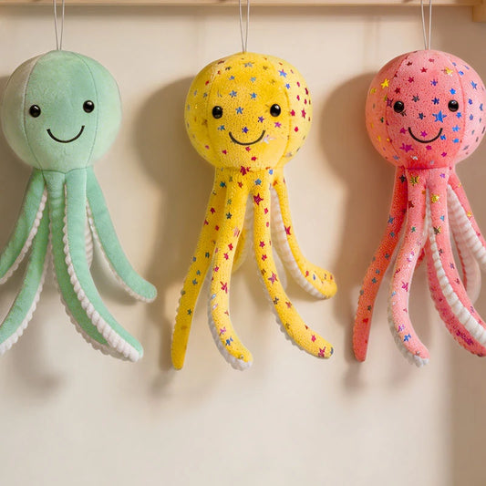 30cm Stars Octopus Plush Toy Stuffed Aquatic Cartoon Animal Doll Smiling Face Plushie Appeasing   Birthday Gift