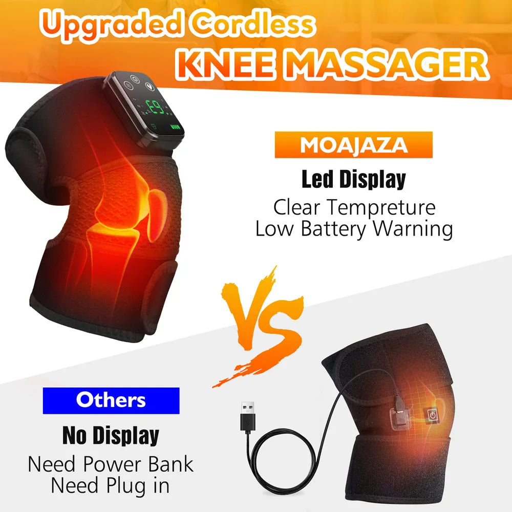 Eletric Heating Knee Massage Instrument Cordless Hot Compress Vibrator Knee Pad Joint for Elbow Leg Brace Care Muscle Relaxation