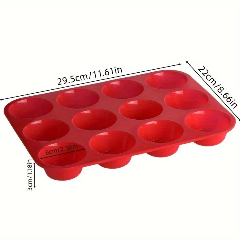 1pc Premium Non-Stick Silicone Muffin Pan,12-Cavity Oven-Safe Baking Tray, Easy Release & Clean, for Perfectly Baked Goods