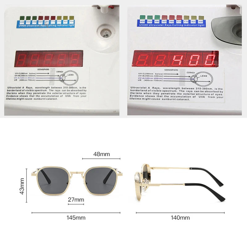 JNPCXI Retro Square Metal Women Sunglasses Shades UV400 Fashion Clear Gradient Shades UV400 Men Trending Punk Sun Glasses