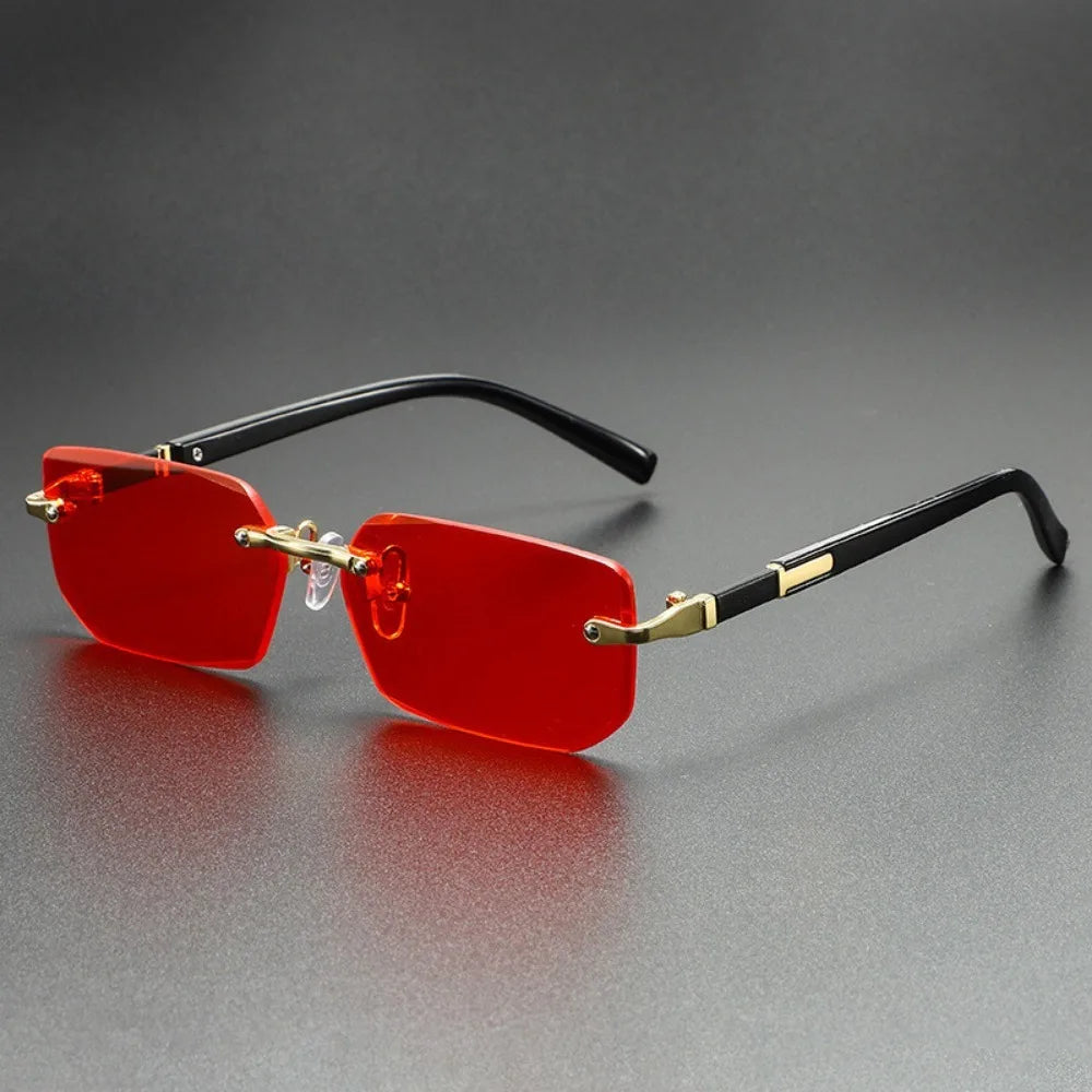 UV400 Protection Rimless Rectangle Sunglasses Y2K Eyewear Vintage Frameless Sun Glasses for Women Men