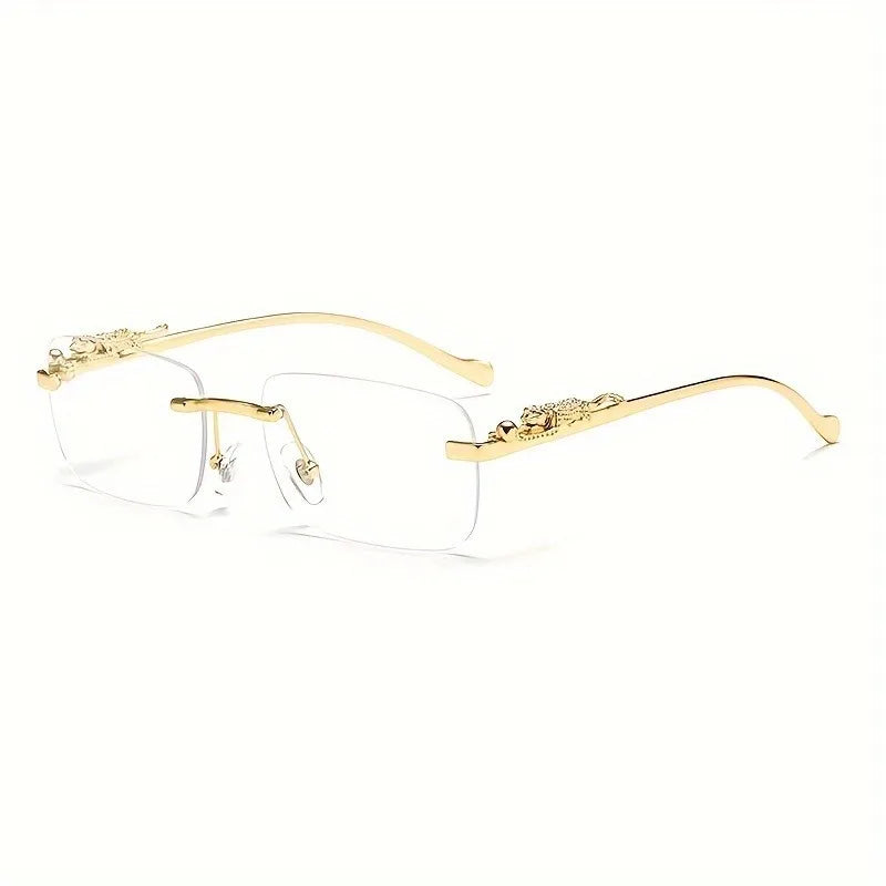 Frameless square fashion glasses, colorful women's and men's retro metal glasses