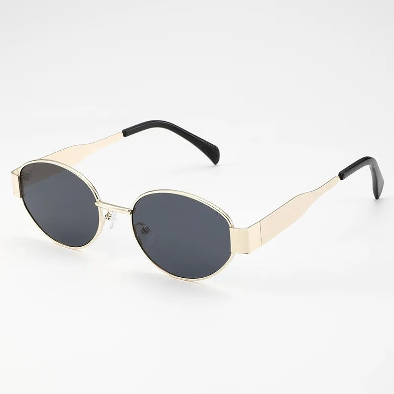 2PCS Sunglasses Small Frame New Style Sunglasses Metal Women's Simple Trendy European and American Sunglasses for Men and Women