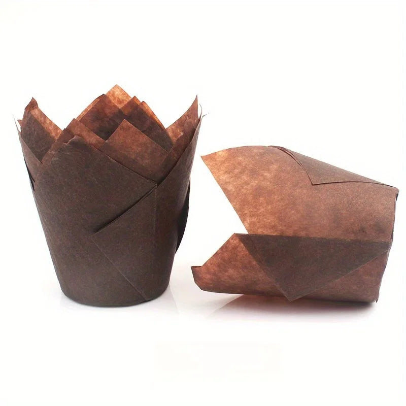 50pcs, Tulip Muffin Cups, Tulip Cupcake Liners, Elegant Party & Holiday Baking Cups for Christmas, Birthdays, Weddings