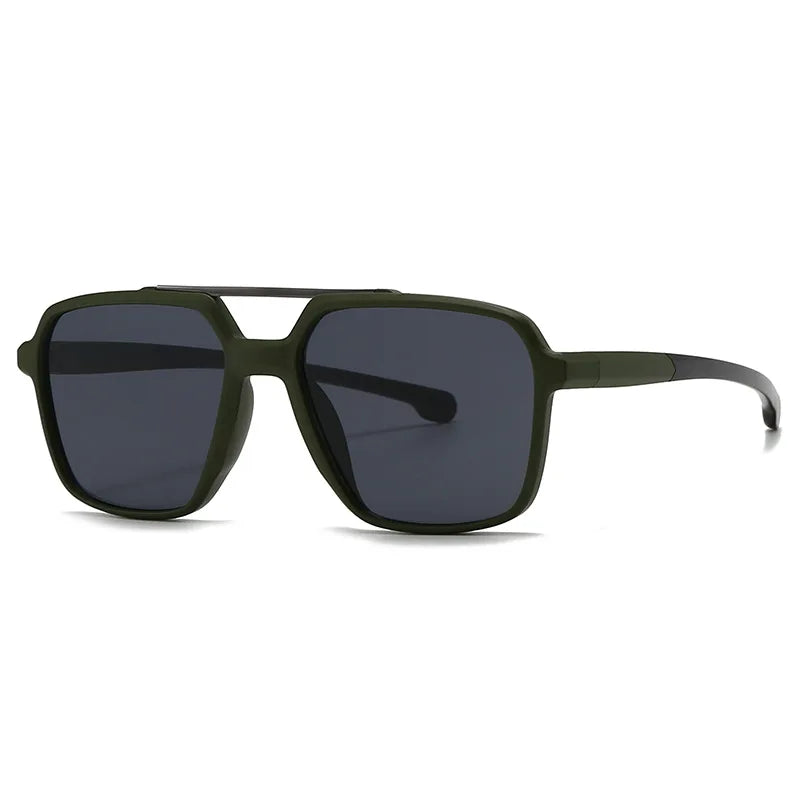 JNPCXI New Vintage Double Bridge Square Pilot Sunglasses Men Luxury Classic Women Green Sun Glass Driving Shades UV400