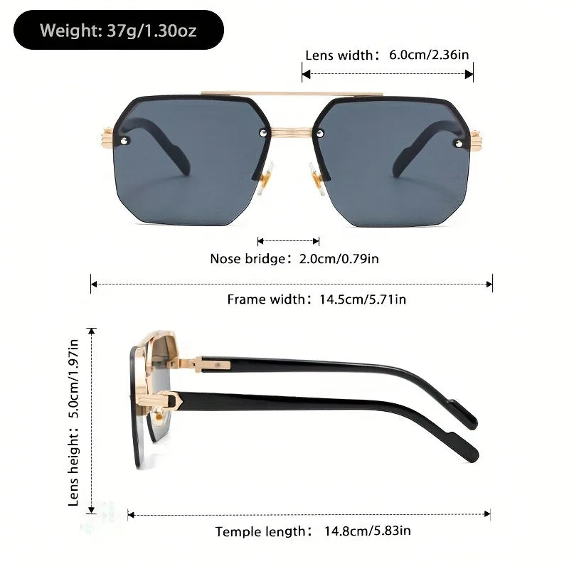 1 Pair of Retro Large Frame Polygonal Half Frame Fashionable Glasses, Suitable for Birthday Gifts and Photography Props