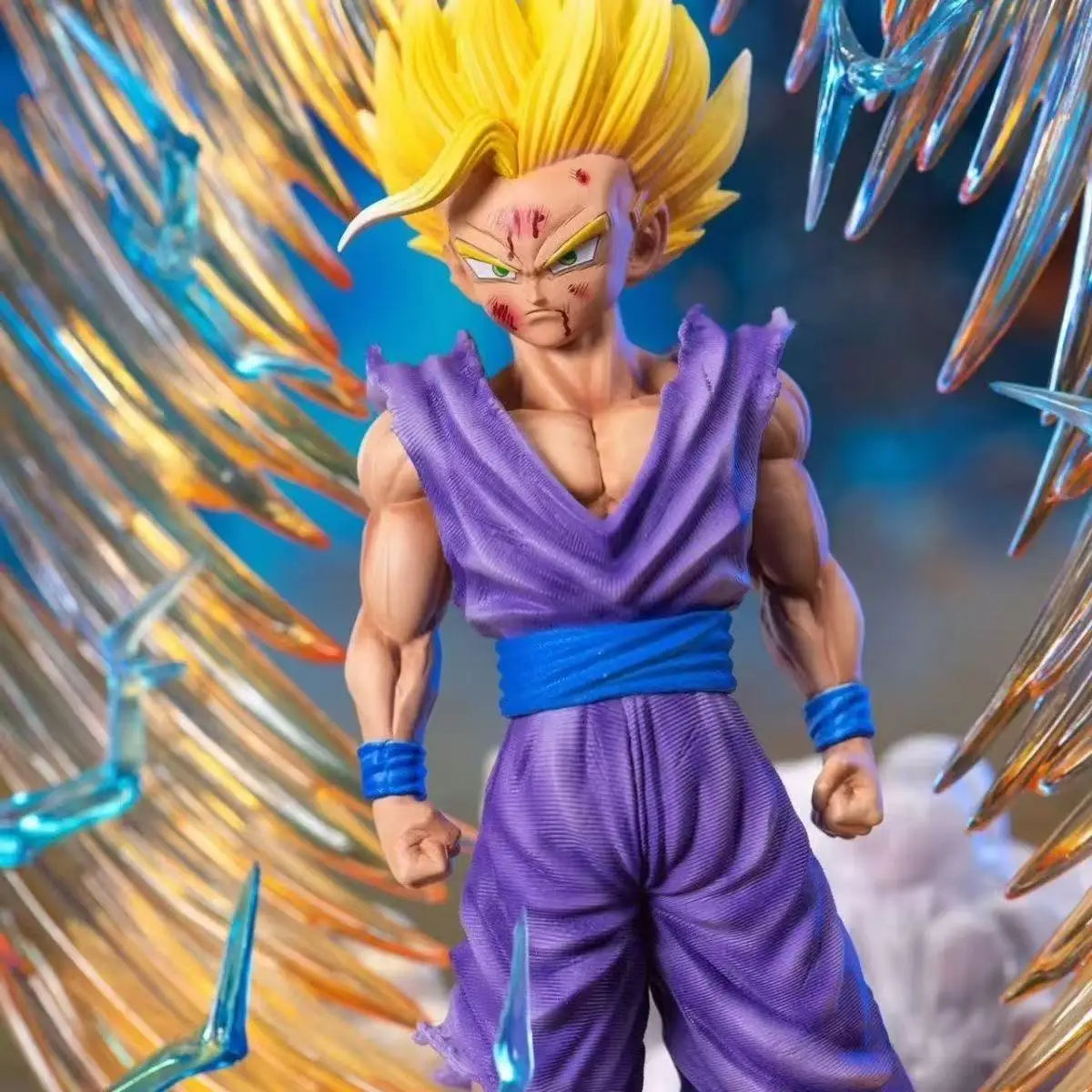 Jt Statue Dragon Ball Z Son Gohan Figure Replaceable Heads Led Base Super Saiyan Gohan Action Figures Collection Mode Toys Gifts