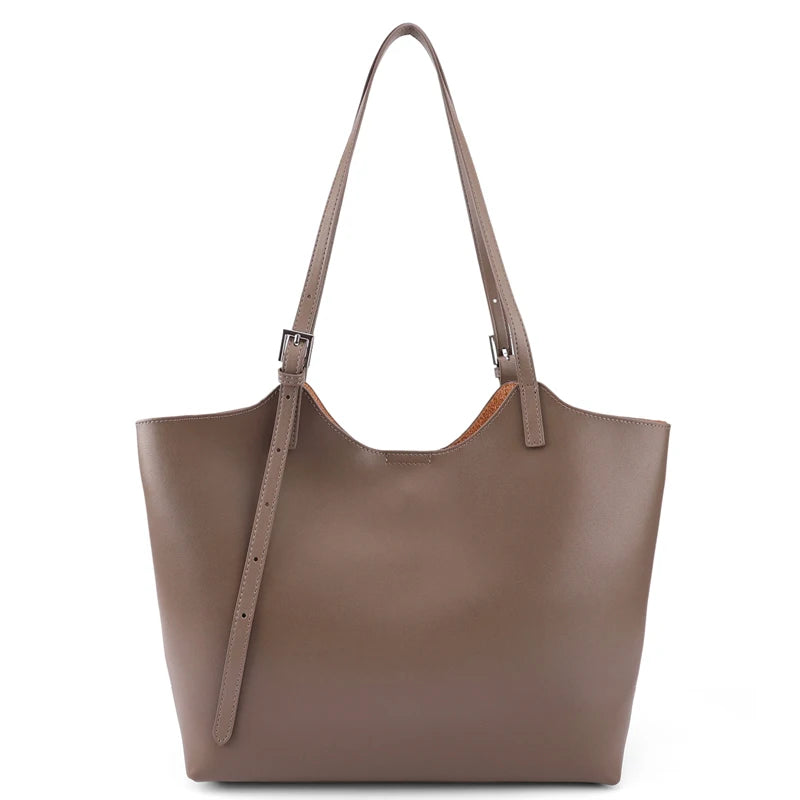 Genuine Leather Tote Bag for Women Large Capacity Cowhide Shoulder Bag Patchwork Commute Handbag Luxury Designer Bag