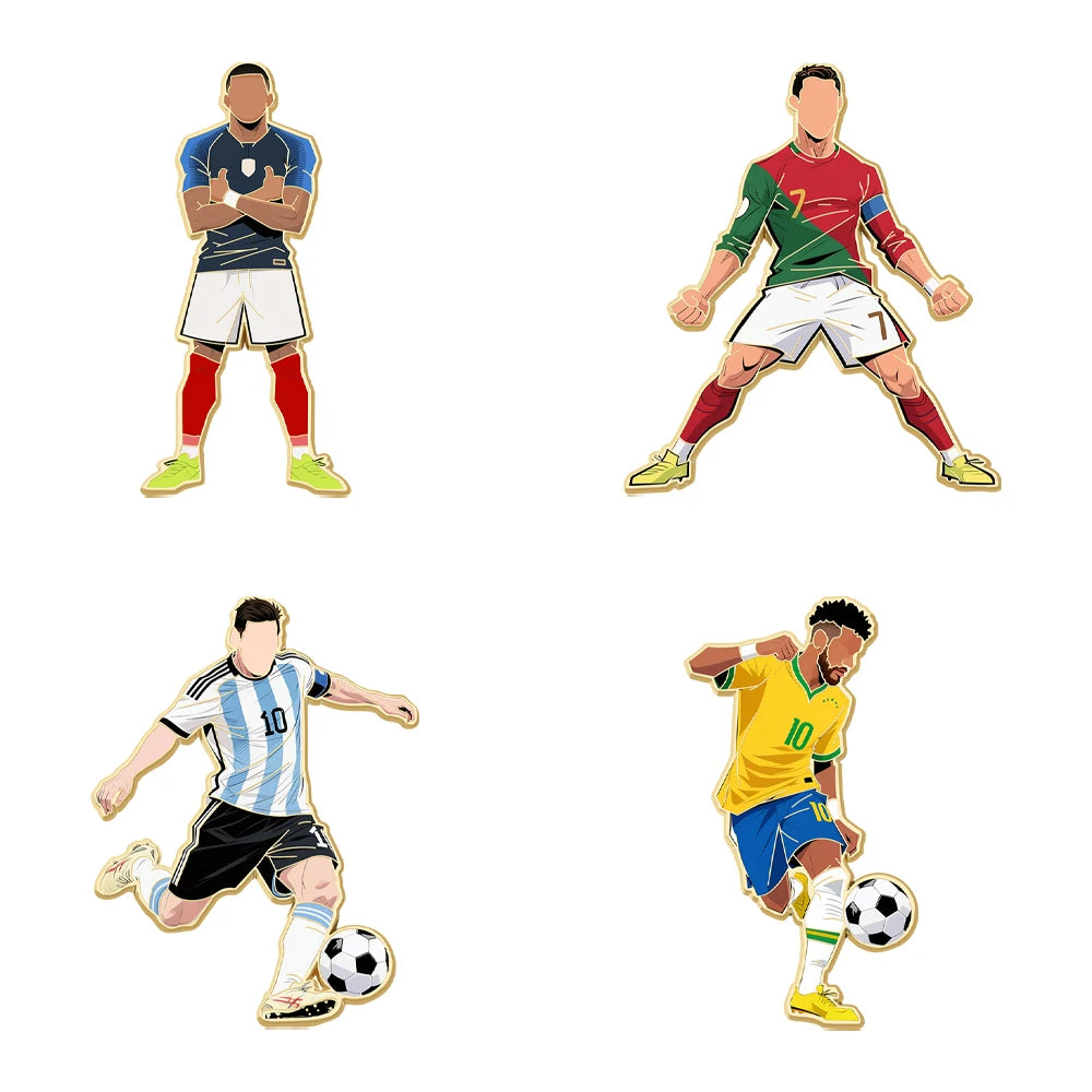 4/8PCS Creative Football Enamel Pin Cool Star Professional Athletes Brooches Lapel Backpack Badge Party Jewelry Gift For Fans Fr