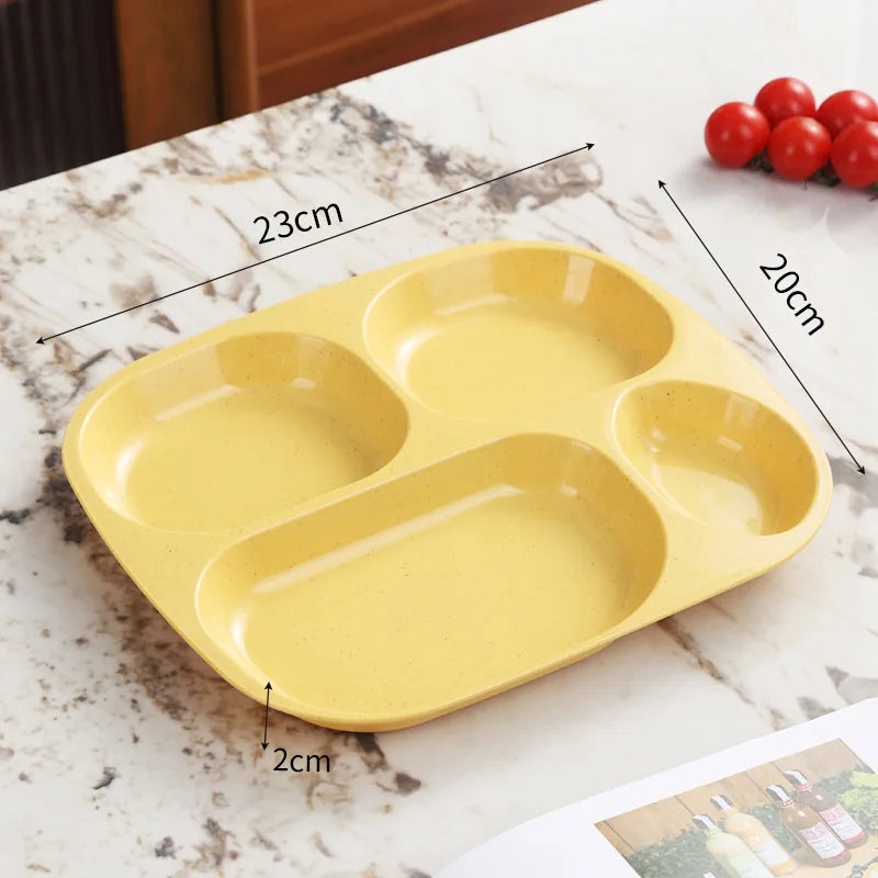 1pc 4 Grids Plastic Individual Plate,Reusable Healthy Diet And Weight Loss Divider Plate Ideal,for Home Camping Dorms Cafeterias