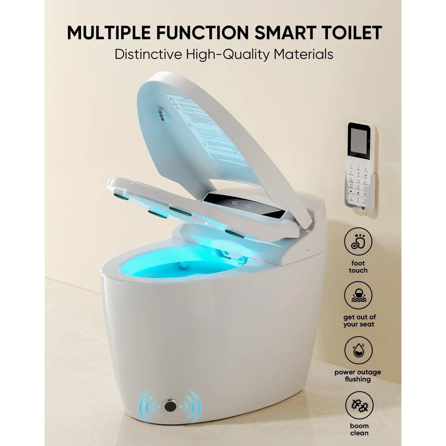 Smart Tankless Toilets w/ Warm Water Sprayer and Dryer, Foot Sensor Operation