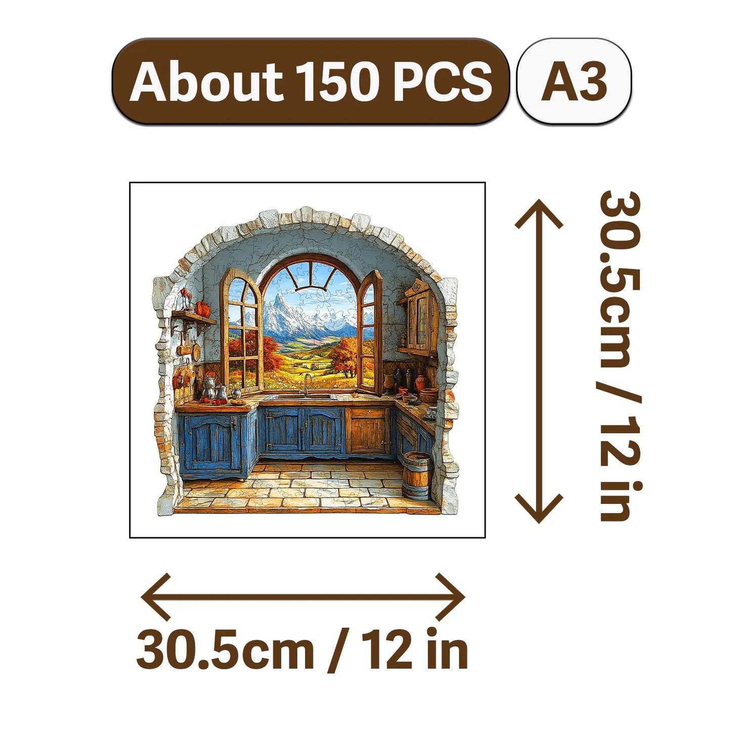 Rural Scenery Wooden Jigsaw Puzzle Wood Home Decor Painting Christmas and Halloween Gift Toy for Teen and Kid