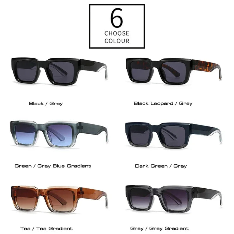 JNPCXI Square Sunglasses Men Punk Wide Legs Eyewear Gradient Green Gray Shades Luxurious Brand Designer Women Sun Glasses