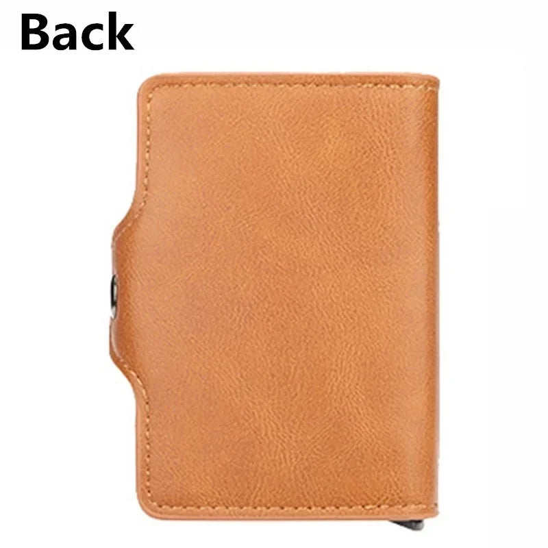 12 Card Slots Anti RFID 2X Aluminum Box Automatic PU Leather Wallet Card Holder