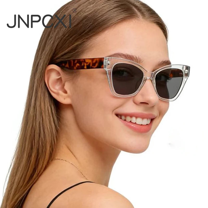 JNPCXI Retro Cat Eye Women Sunglasses Fashion Transparent Shades UV400 Men Trending Sun Glasses