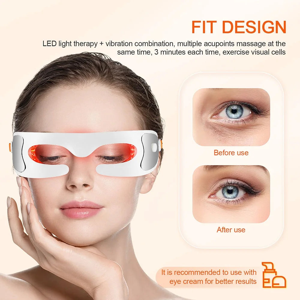 Electric Eye Massager Red Light Eye Fatigue Relief Massager Vibration Massage Eyes Relaxation Massager Glasses