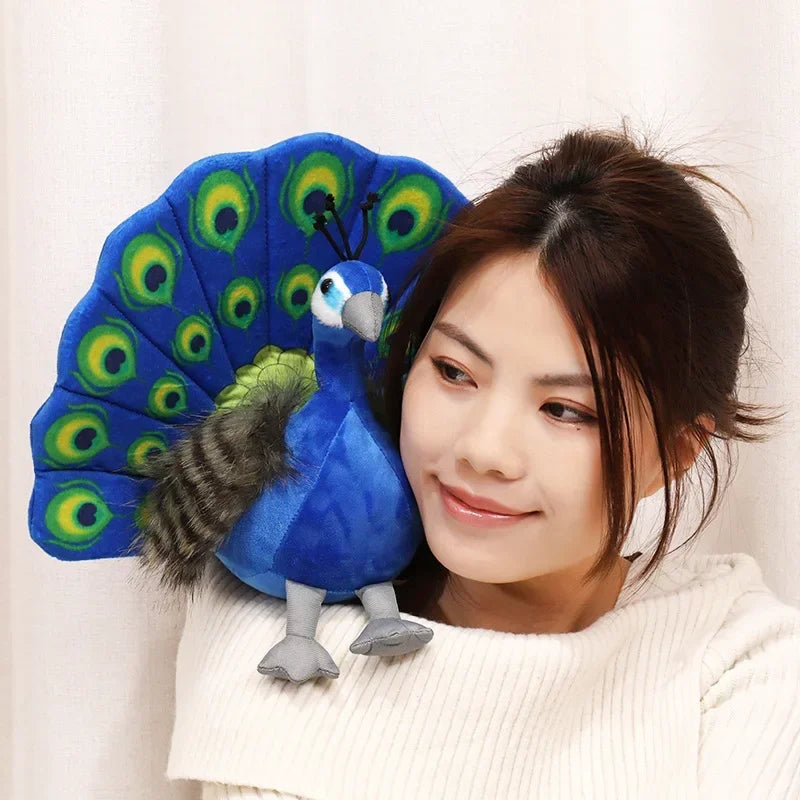 Creative Simulation Peacock Plush Toy Green Blue Peacock Spread Tail Beautiful Plush Doll Quality Stuffed Cotton Adorns Bedroom