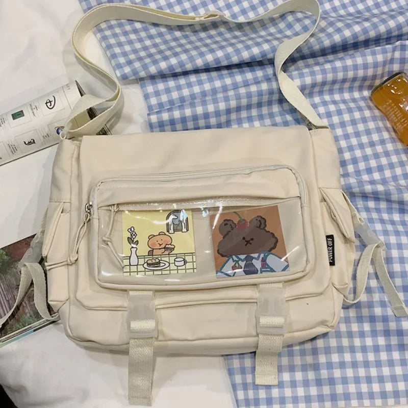 Waterproof Canvas Messenger Bag Women Men Handbags School Student Shoulder Bag Fashion Large Capacity Crossbody Bag Satchels