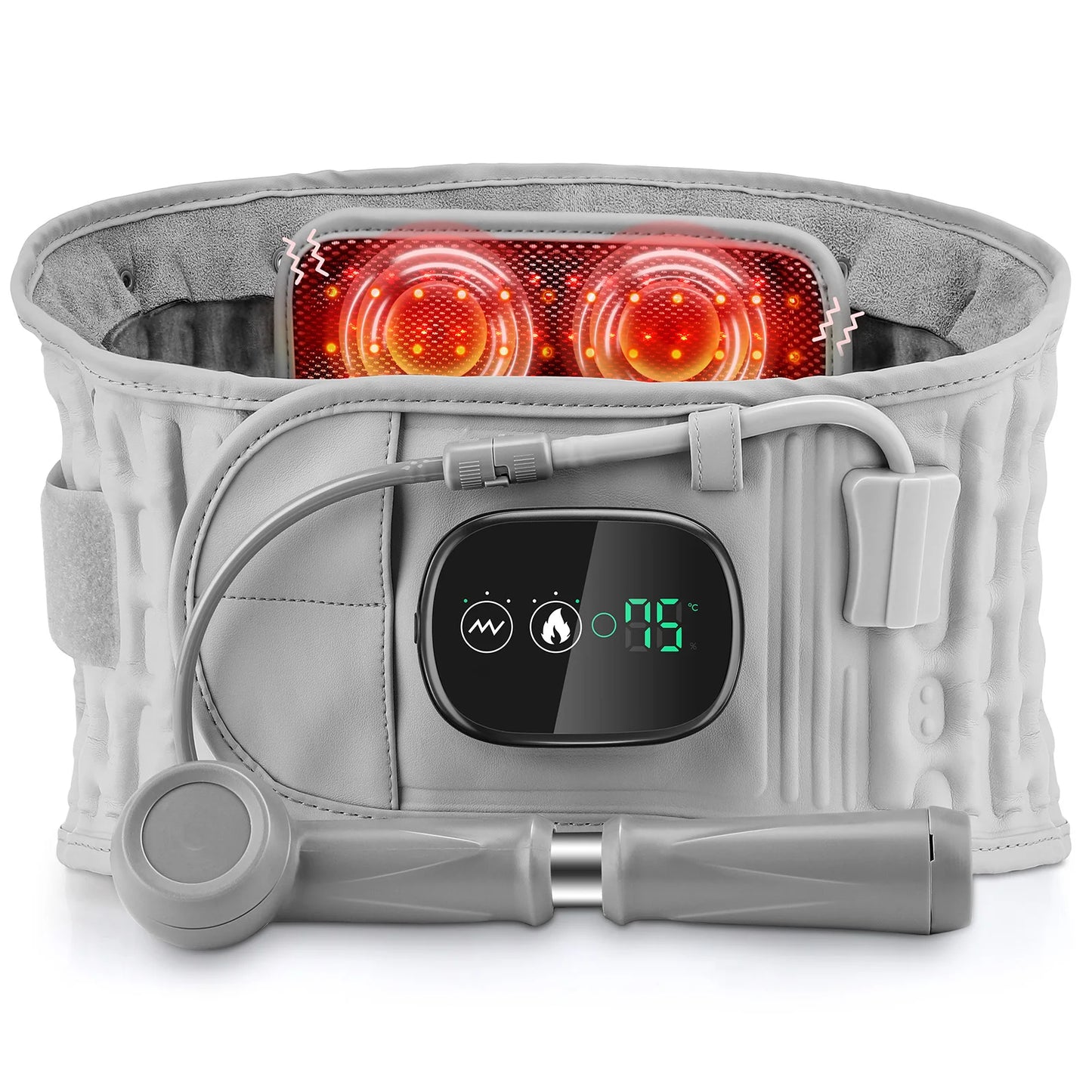 Cordless Inflatable Waist Belt with Heating Vibration Low Back Lumbar Support Belt Spinal Air Tration Belt Waist Support Brace